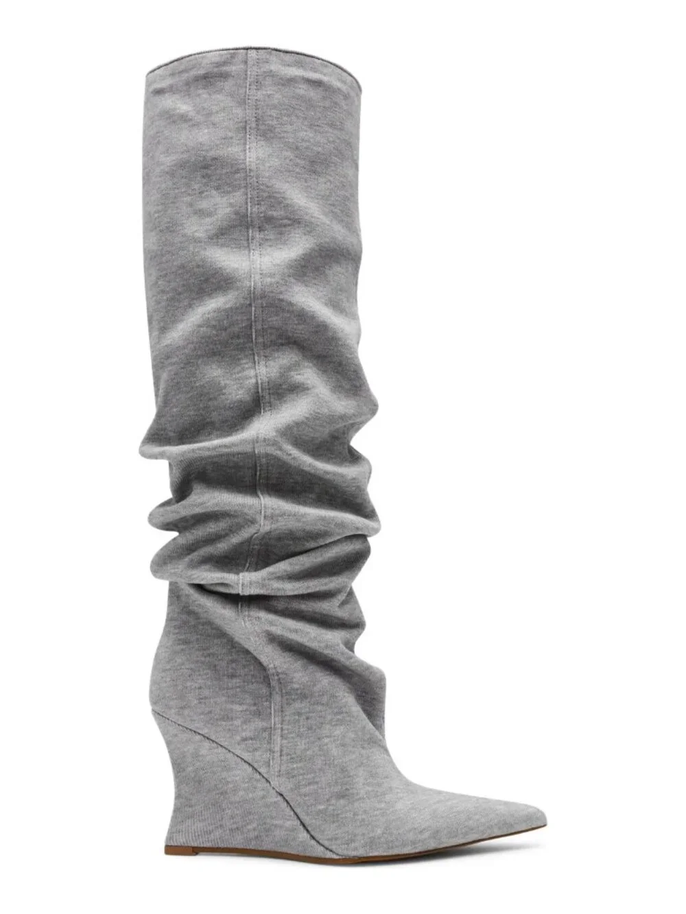 Steve Madden Distortion Grey Fabric Knee High Wedge Boots Size 7 NWT